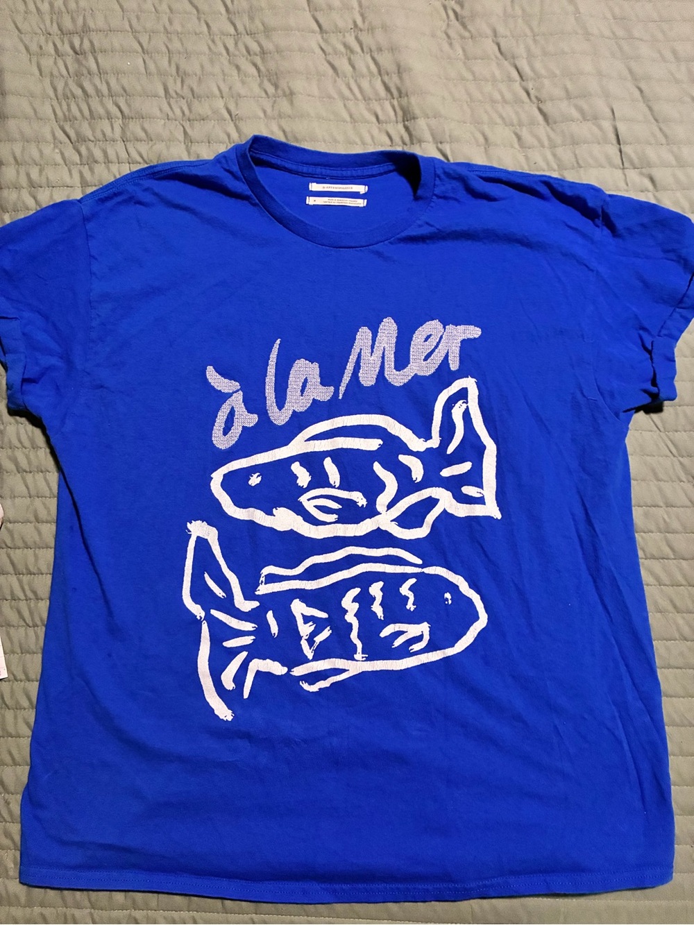 Anthropologie La Mer Blue Fish Graphic Tee - Blue